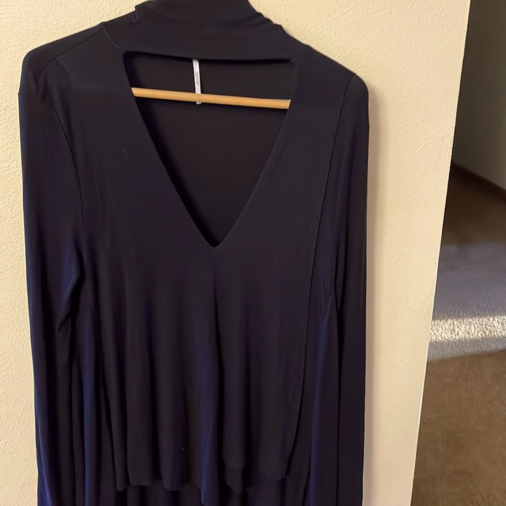 Free People high low hemline black size XS light weight sweater